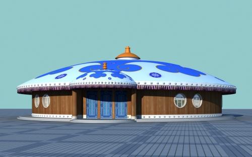 蒙古包圖案元素與建筑外部裝飾